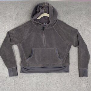 FLX ascent Women’s M‎ cropped half-zip fleece hoodie with thumb holes - Gray